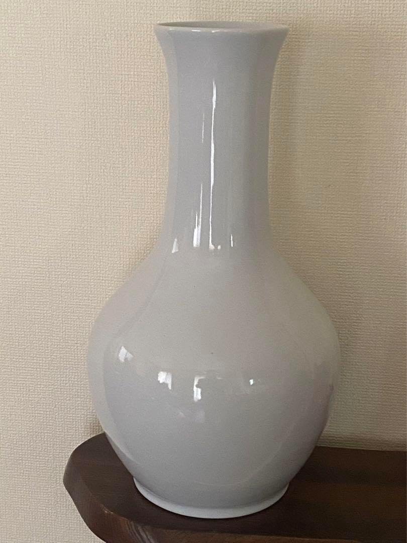 中国美術 中華民國 大白球瓶 花入 花器 古玩 唐物 高さ49cm X26cm 中国美術 中華民國 大白球瓶 花入 花器 古玩 唐物 高さ49cm