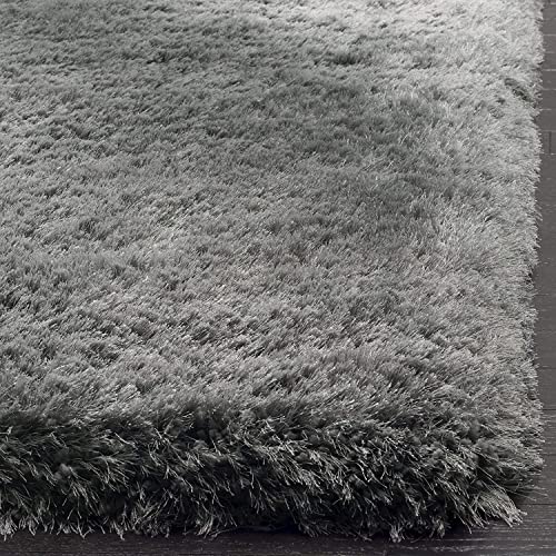 Image of Hand Woven Plain Shagg Collection with 2 Inch Pile Height Carpet for Living Room Size 6x8 Feet Coular Grey
