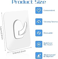 Vista 5 de 20 ganchos de pared adhesivos resistentes, transparentes, autoadhesivos, extraíbles, sin daños para colgar en ventanas, cocina, gabinetes, ducha