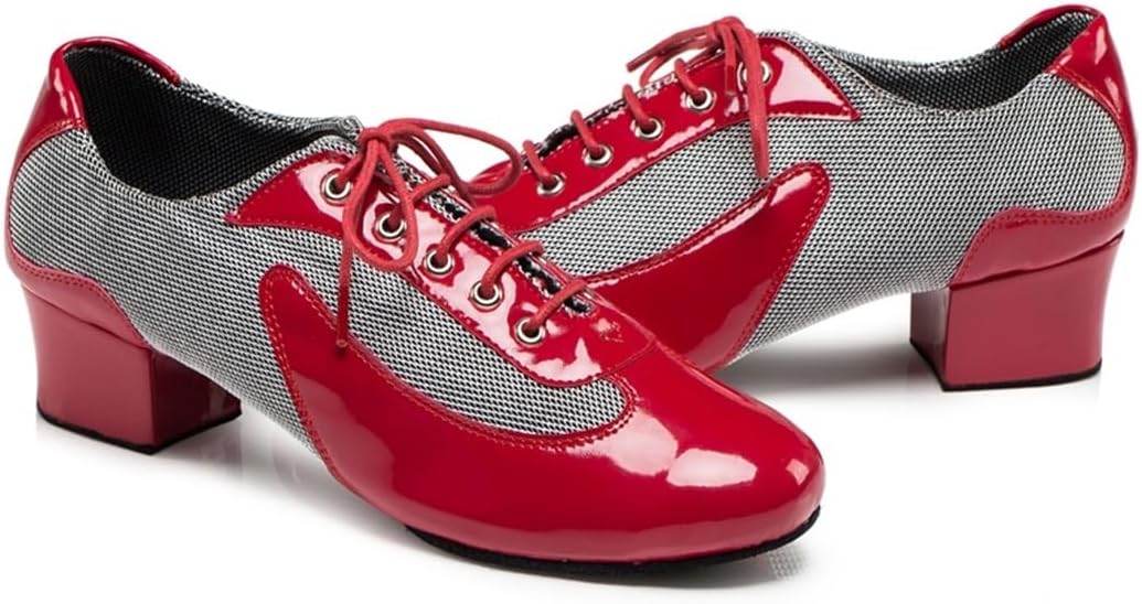 Men's Comfort Lace-up Breathable Mesh Fabric Round Toe Social Dacne Salsa Chacha Samba Jazz Rumba Practice Latin Modern Dance Shoes