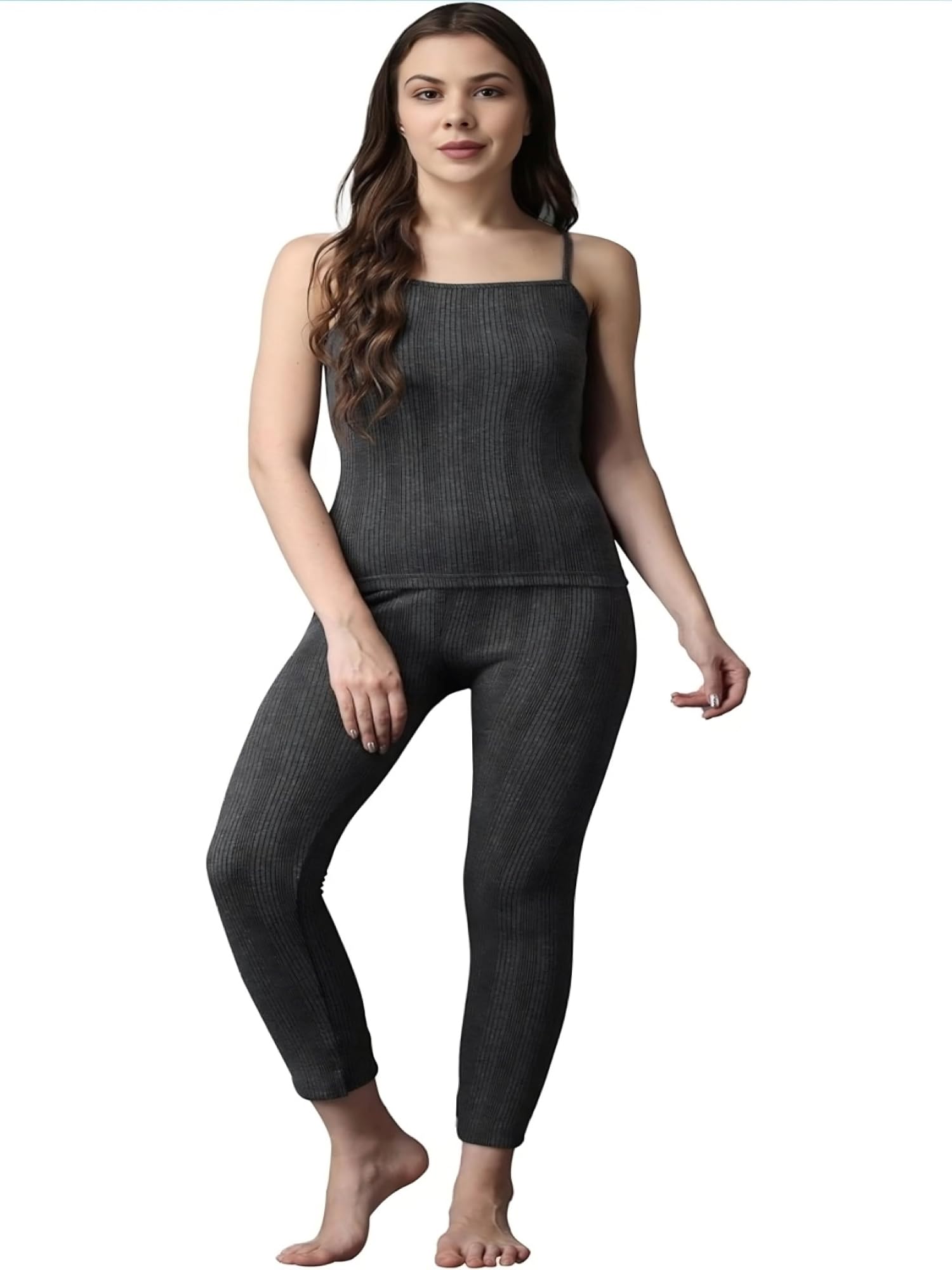 Thermal Set, Inner Set, Body Warmer Set for Women, Ladies, Inner Top and Pyjama Set, Black-picture-51