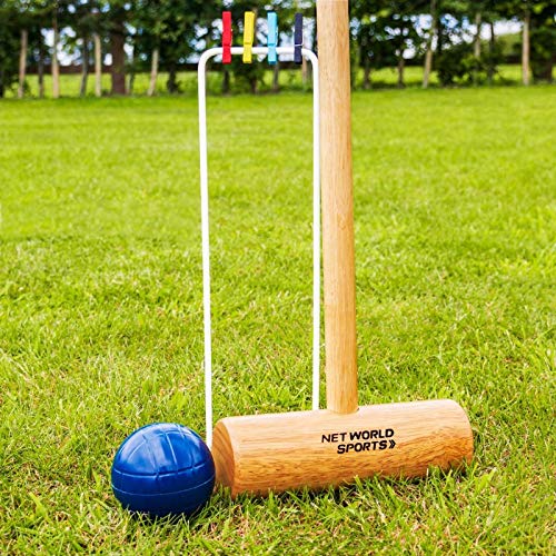 Harrier Jeu de Croquet en Bois pour Le Jardin – Maillets Traditionnels, Arceaux en Acier, Boules, Piquet & Sac de Transport (Jardin ou Henbury) (Jardin)