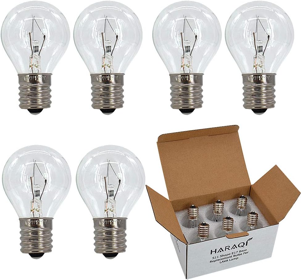 6 Pack S11 E17 Base 25 Watt Bulbs for Lava Lamps,Replacement Bulbs for Lava Lamps,Glitter Lamps