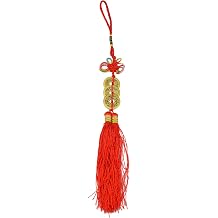 Fengshui Chinese Emperors Coins Charm Knot Hanging Three Coins