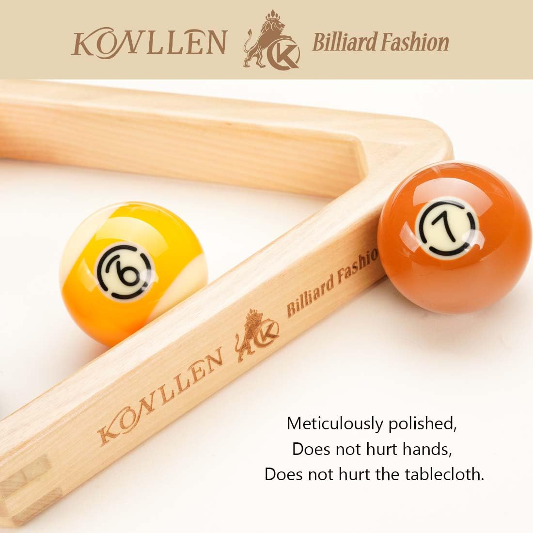 KONLLEN Massivholz Billard 8 Kugeln Dreieck / 9 Kugeln Diamant Pool Ball Rack für 5,4 cm Poolbälle