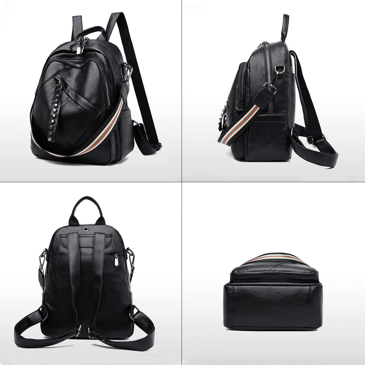 BUKESIYI Donna Borsa Zaino Elegante Zainetto Borse a Tracolla Zaini Antifurto Zainetti 2023 PU Pelle CCIT78196 Nero