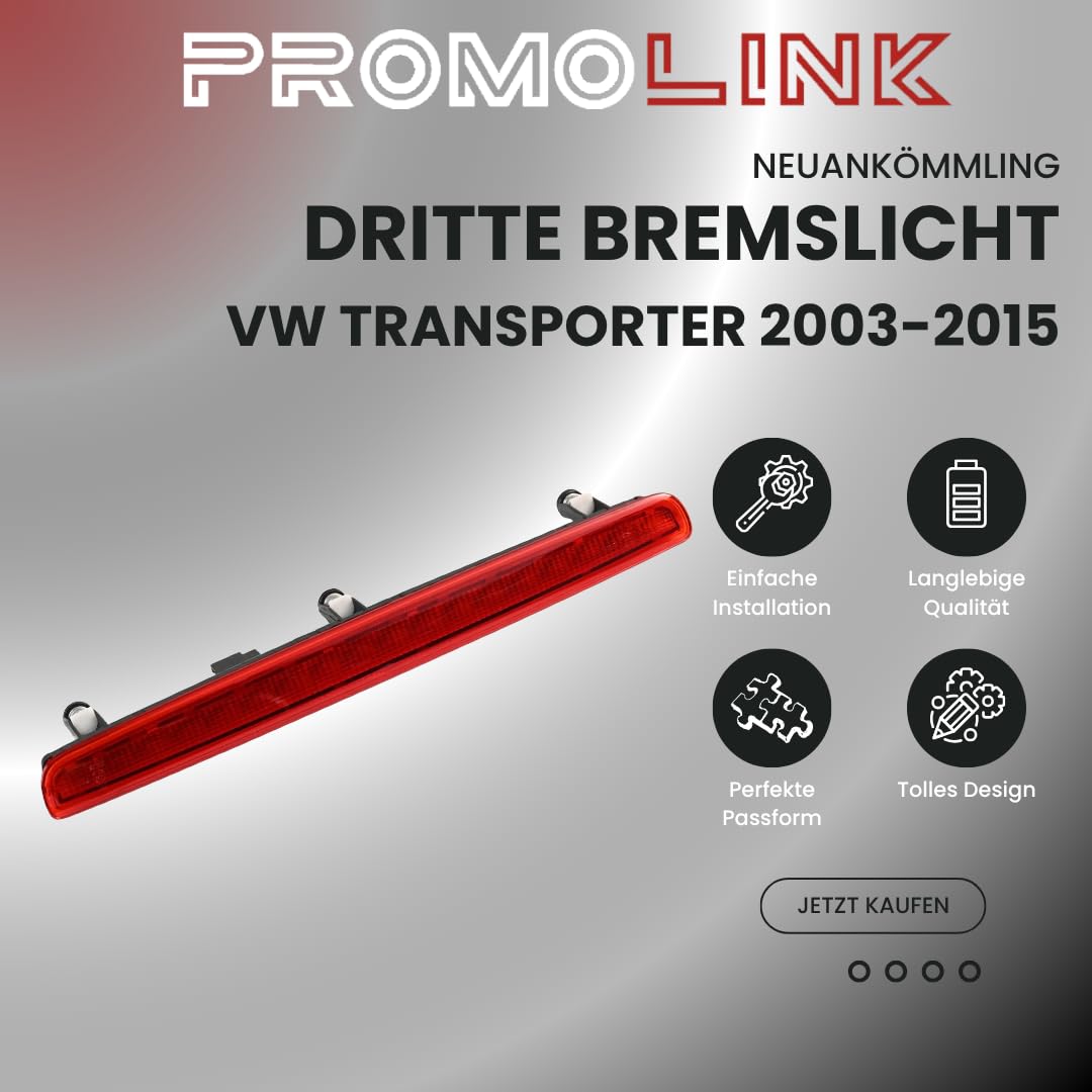Terza Luce Freno Stop Fanale Posteriore Supplementare Compatibile con VW T5 Transporter Multivan Caravelle 2003-2015 7E0945097 7E0945097A 7E0945097G