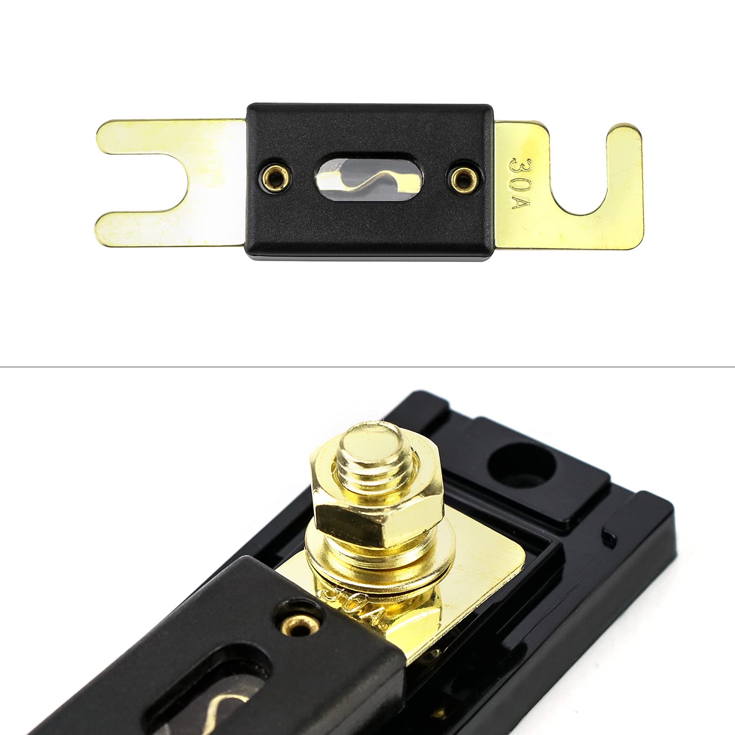 1 set ANL-zekeringhouder Bolt-on zekering Automotive Zekeringhouders Smeltbare Link met zekering 30A 50A 60A 70A 80A 100A 125A 175A 200A 250A ( maat: houder met 175A