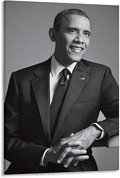 Amazon オピニオン 21世紀の米大統領の Barack Obama 白黒セレブのポスター ウォールアート キャンバス 印刷 画像 ポスター 壁の絵 壁掛け 壁飾り 誕生日ギフト ホーム装飾08x12inch x30cm ウォールステッカー オンライン通販