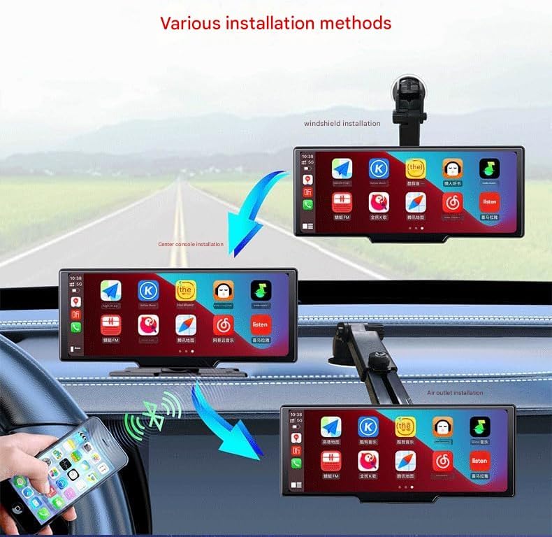 Image of Carvera Smart 10.26 inch CarPlay & Dual-Dash Cam System, Portable Carplay Screen for Car, 4K HD Car Stereo Touch Screen (Set+Mount Bracket+no Card)