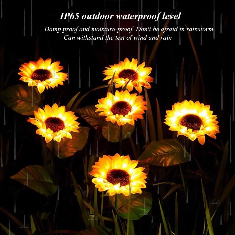 Sunflower Solar Garden Lights, Realistic LED Sunflower Lights Beautiful Solar Waterproof Landscape Decoration Lighting Flower Lights For Pathway Patio Yard Deck Walkway ( Color : Yellow , Size : 5PCS
