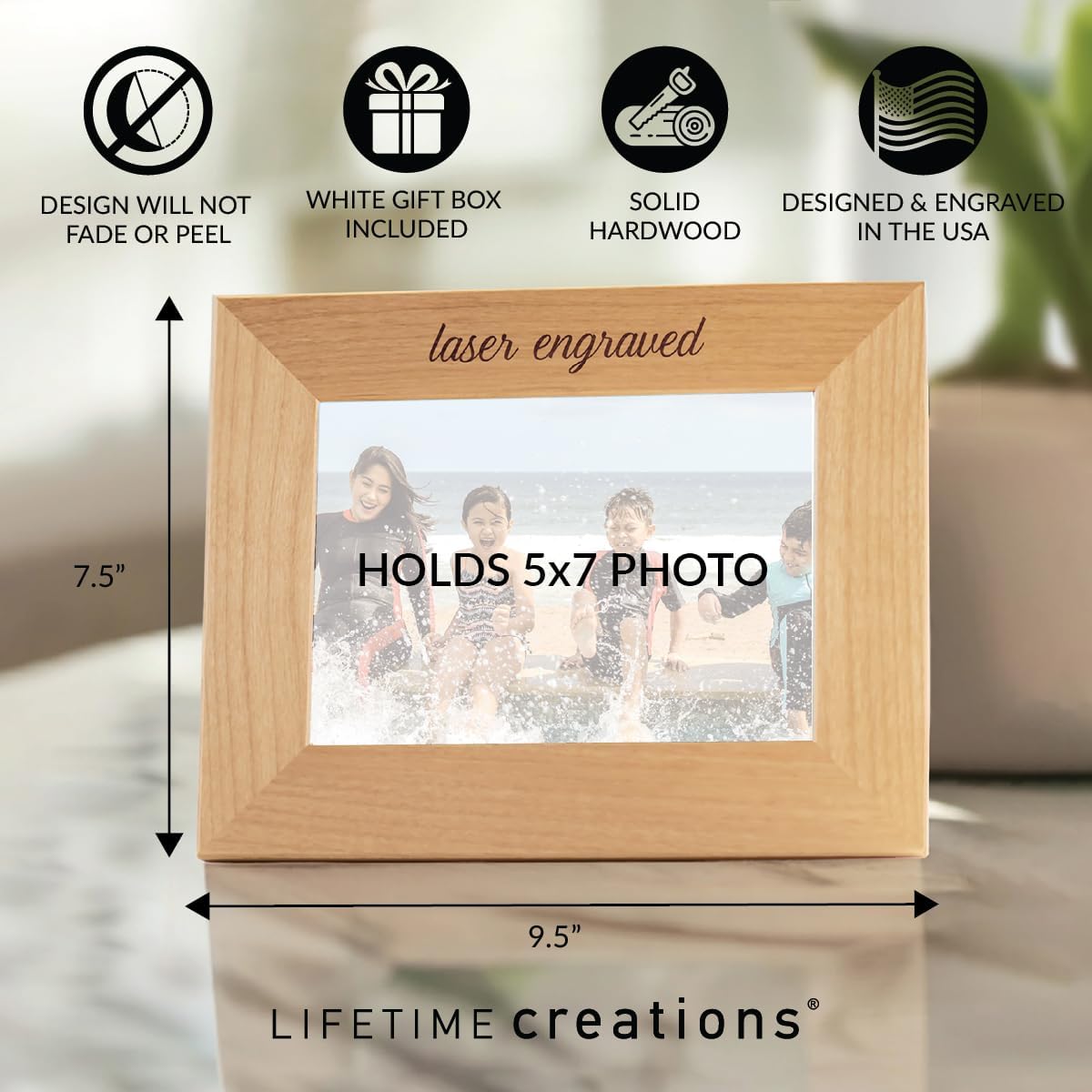 Lifetime Creations Personalized Graduation Picture Frame - Graduation Gifts for Him or Her, Class of 2026, College, High School, Hardwood Custom Engraved in USA (Holds 5x7 Inch Landscape Photo)