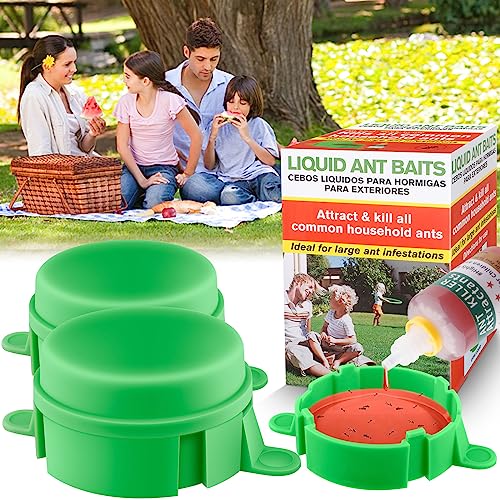 Happy Watch Liquid Ant Trap，Liquid Ant Baits Killer Indoor 2024 Upgrade，Ready-to-Use Ant Bait Liquid Effective Reusable Ant Killer Liquid Traps Indoor Outdoor for Bathroom，Kitchen，Home (Green-2 Pack)