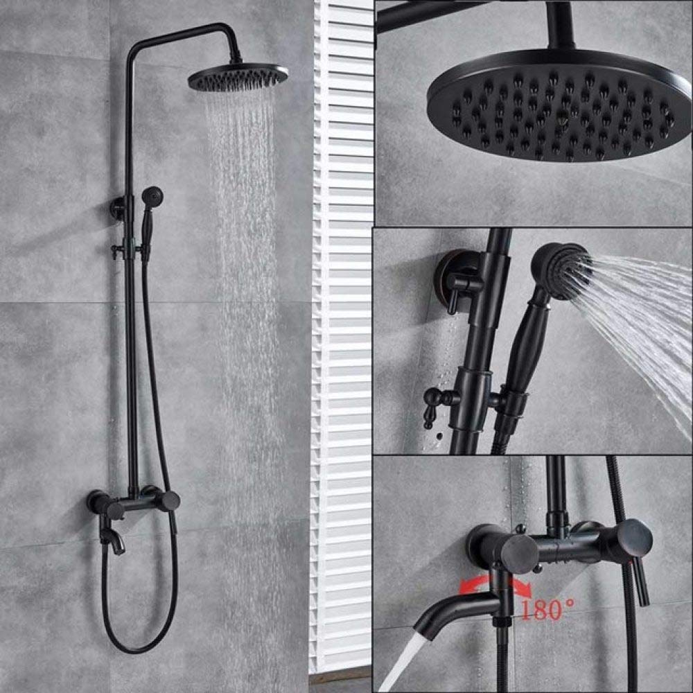 Mitigeur de douche en laiton bronze noir réglable avec colonne douche cascade pluie