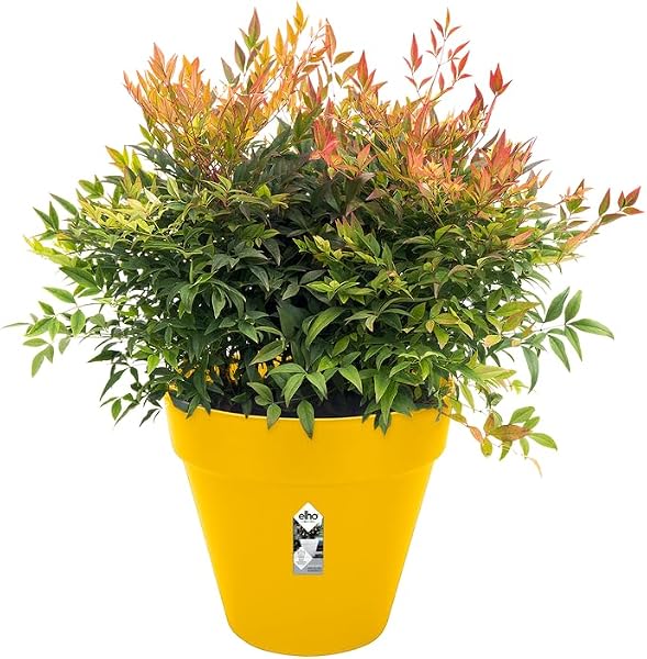 Elho Loft Urban Rond 40 - Pot De Fleurs pour Extérieur - Plastique 100% recyclé - Ø 38.5 x H 35.3 cm - Jaune/Ocre - 4