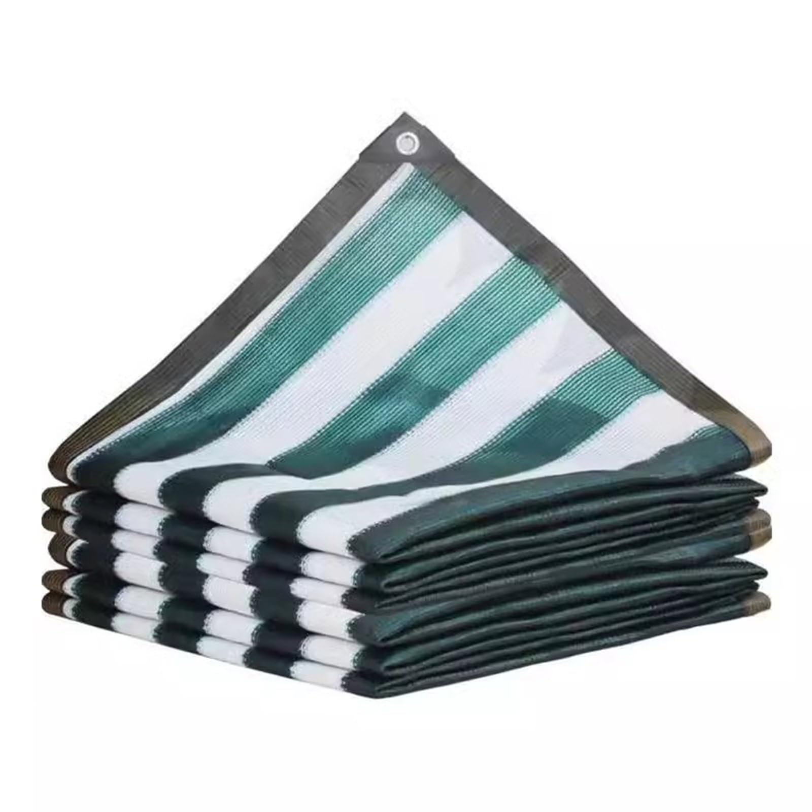 Tissu anti-UV à 90% auvent épais de jardin et balcon - 4 x 13 m rayures vert et blanc