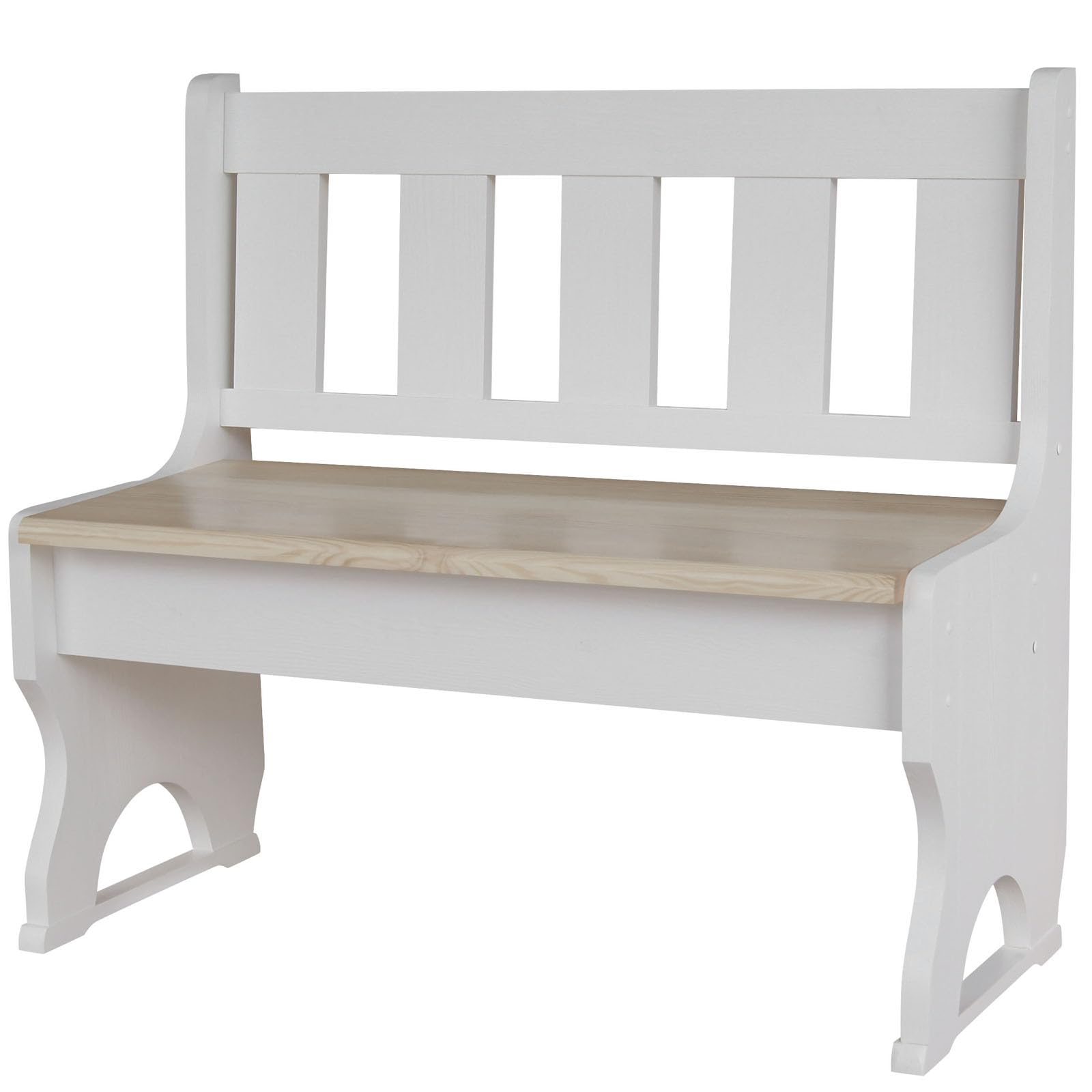 Banco de madera de pino macizo, color blanco, sin tratar (105)
