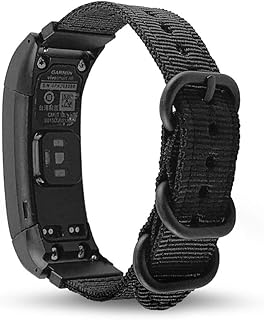 C2D JOY Canvas Nylon Strap Compatible for Garmin vivosmart HR/HR+ Plus Activity Tracker and Approach X40 Replacement band with Adapters - Black