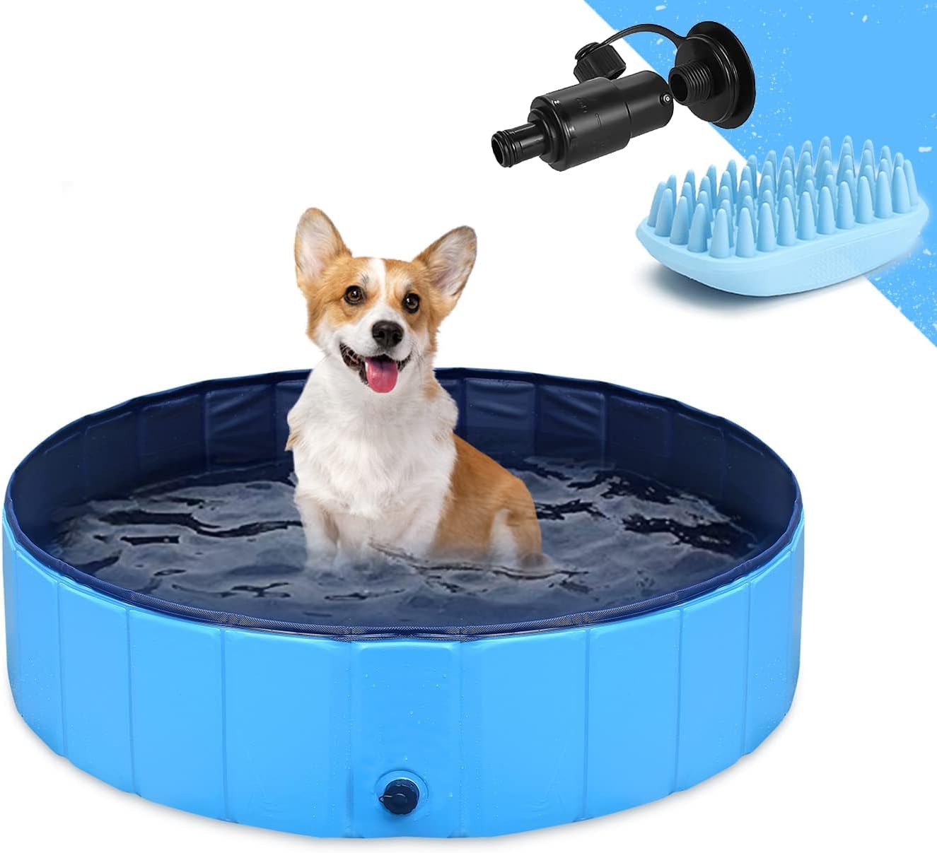 Dog Pool, Foldable Kiddie Pool Folding Pet Pools for Small Dogs, Collapsible Swimming Pool for Kids Doggie Pool Puppy Pool…