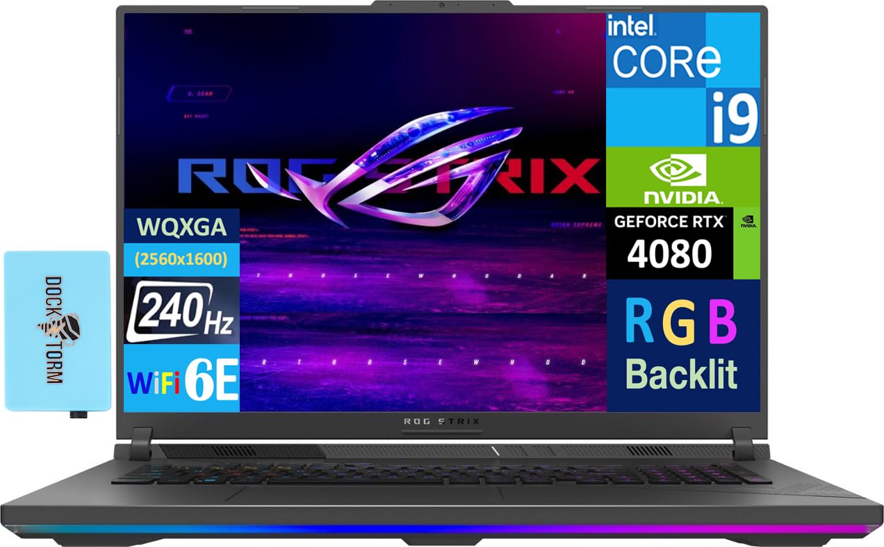 ASUS ROG Strix G18 (2025) Gaming Laptop - 18" 240 Hz WQXGA Display (Intel i9-14900HX 24-Core, GeForce RTX 4080, 64GB DDR5 5600MHz RAM, 2TB SSD, RGB Keyboard, WiFi 6E, BT 5.3, Win 11 Pro) w/DKZ Hub