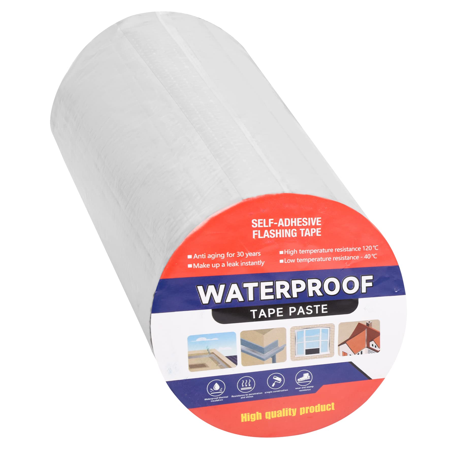 Aluminium-Butylfolie, wasserdicht, 30 cm breit x 40 cm lang, silberfarben, für Fensterabdichtung, Bootsdichtung, Dachreparatur