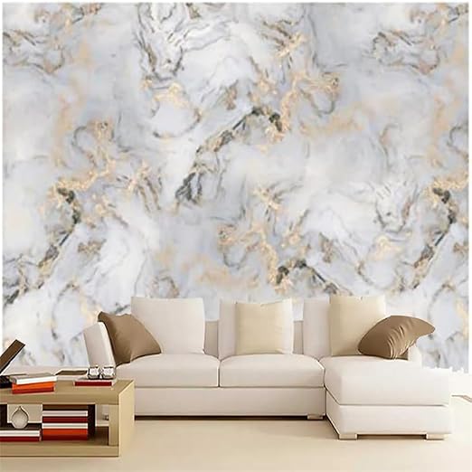 Gilt Pattern Mural Wallpaper, Marble Photos 3D Mural,Peel and Stick