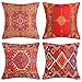 45x45 cm Decorativo Copricuscini Cotone Biancheria Tappeto Turco Pattern Caso Federa Boho quadrate Federe per Cuscini Bohemien per Soggiorno Divano Letto Piano Auto con Cerniera,Set di 4
