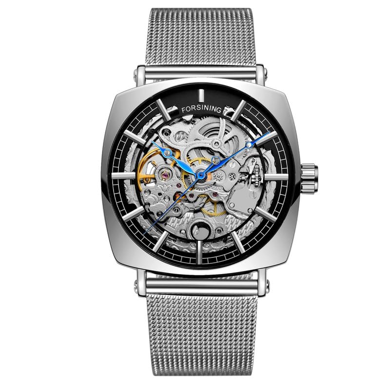 FORSINING Automatic Mechanical Skeleton Analog Mesh Steel Band Mens Watch - Fsg8153,Dial-Multicolor, Band- Silver (B0CCVBBDH3) Amazon Price History, Amazon Price Tracker