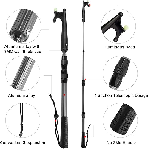 Vista 3 de SAN LIKE Boat Hooks, Boat Hook Docking with Telescopic Pole,Floating,Durable,Rust-Resistant Boating Poles with Luminous Bead Boating Accessories