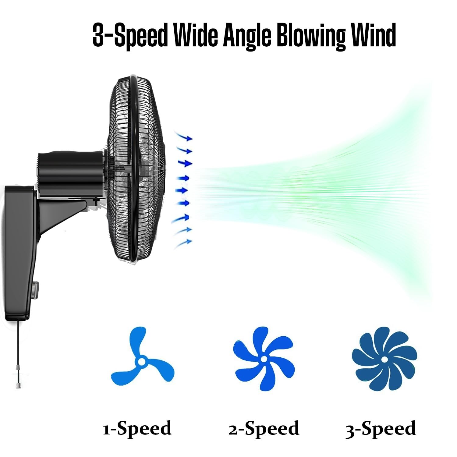 Ventilador de Pared Industrial con 3 Velocidades y Aspas de Aluminio | Oscilación 90°, Inclinación 30° para Almacén, Taller, Garaje, Fábrica y Uso Comercial(Diameter 44.5cm)