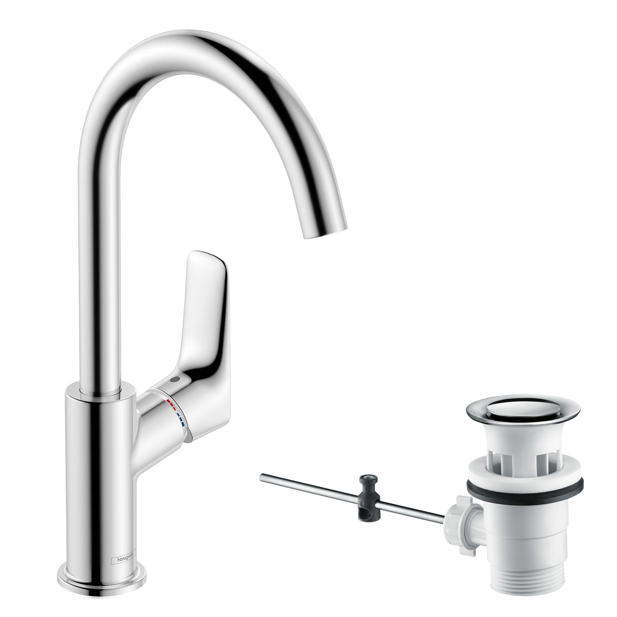 Hansgrohe Logis Coolstart wastafelkraan 100 met waste Chroom