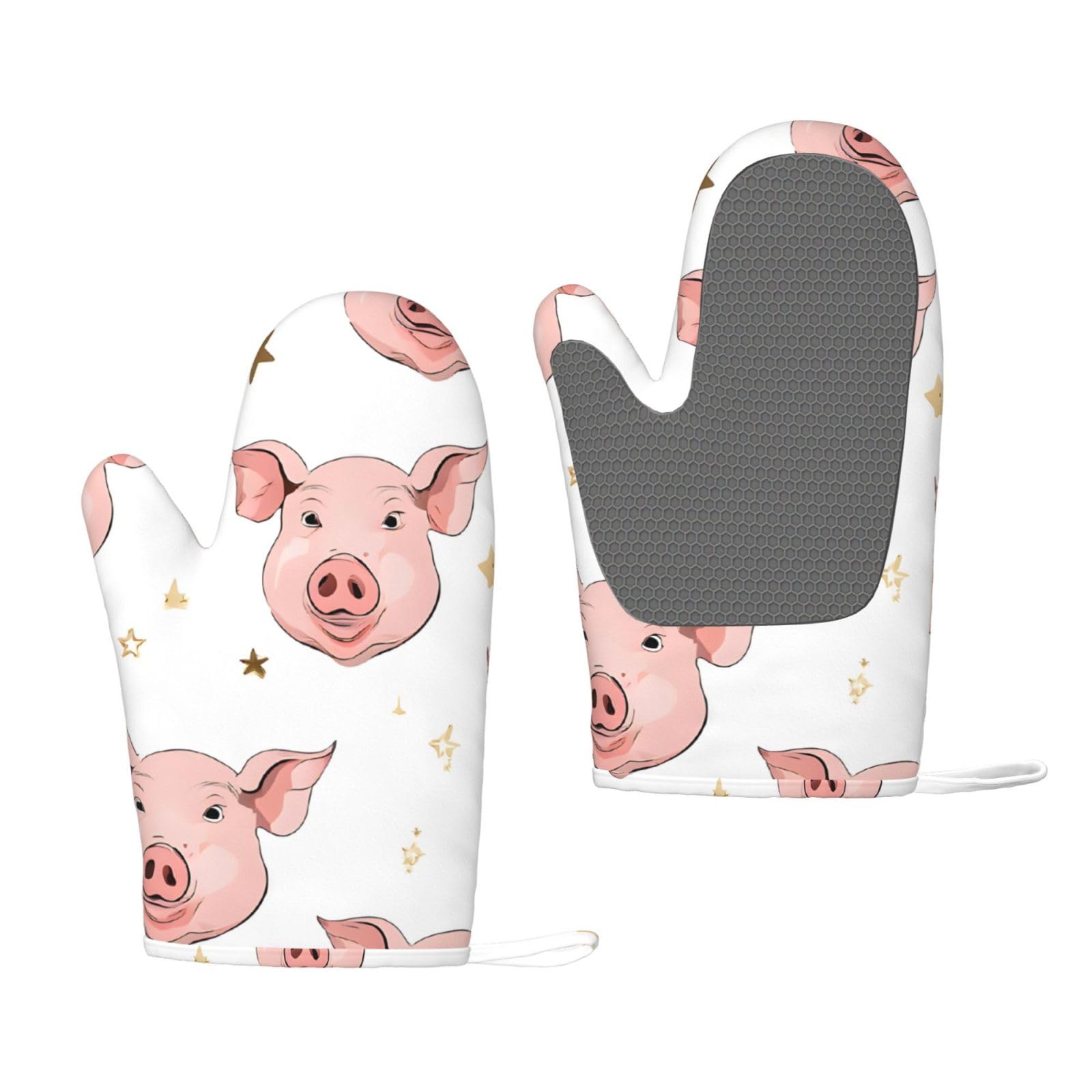 2Pcs Silicone Oven Gloves,Pig,Kitchen Oven Glove High Heat Resistant, Baking,Cooking,BBQ