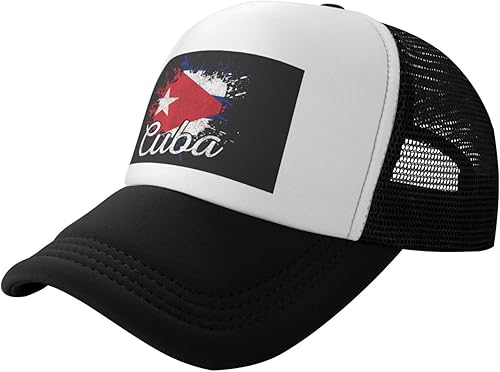 BIEGAS Sombrero de bandera de Cuba, sombrero de camionero cubano para hombres y mujeres, gorra de béisbol ajustable, gorra de malla para exteriores