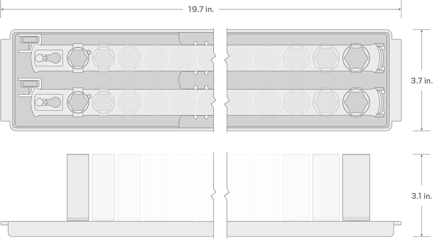 TEKTON 1/2 Inch Drive Deep 6-Point Impact Socket Set with Rails and Tray, 21-Piece (5/16-1-1/2 in.) | SID92103