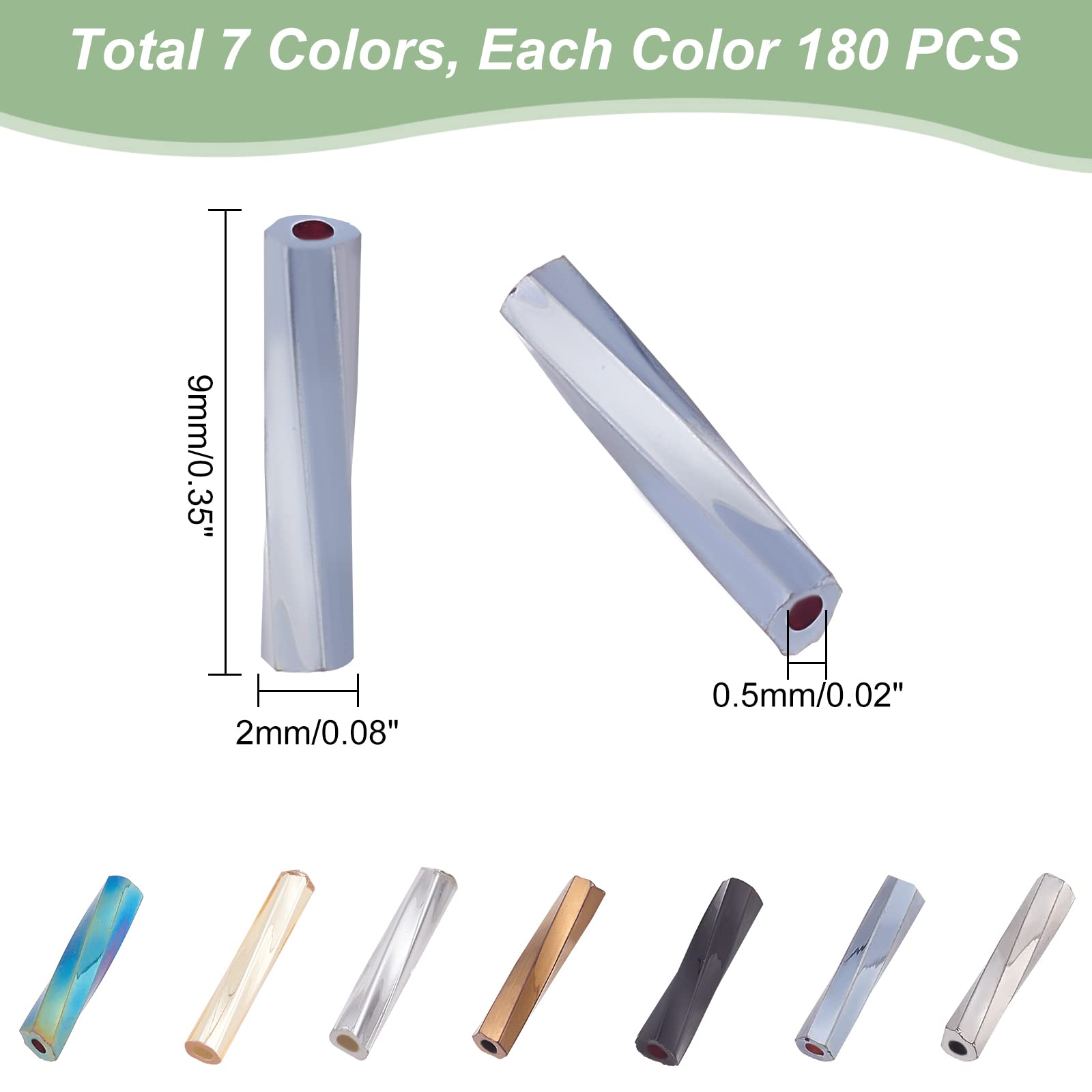 PandaHall 6300 Stück Glas-Signalhornperlen – Gedreht, 5/6/9/12 Mm, 7 Farben, Für Schmuck DIY
