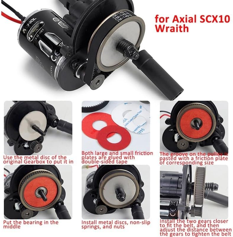 5Mm Motor Gear Belt Drive Transmission Gears System Compatible with 1/10 RC Crawler Axial SCX10 90046 Upgrade Parts Accessories