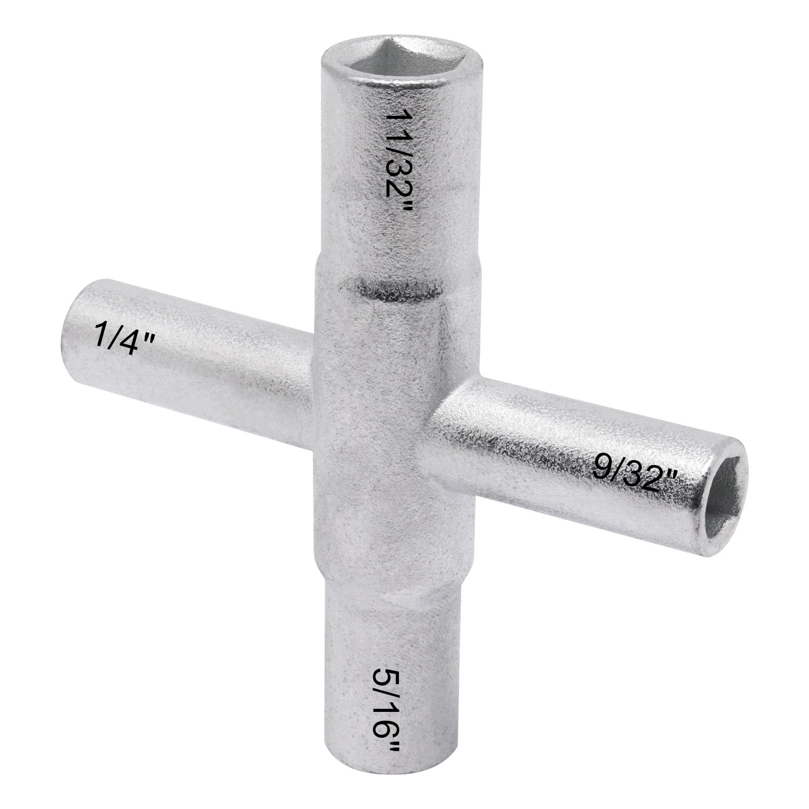 SWZHAI 4 Way Sillcock Key Wrench 1PCS, 1/4", 9/32", 5/16", 11/32" Steel Sillcock Water Key Water Spigot Keys for Faucet, Spigot, Valve and Cupboard