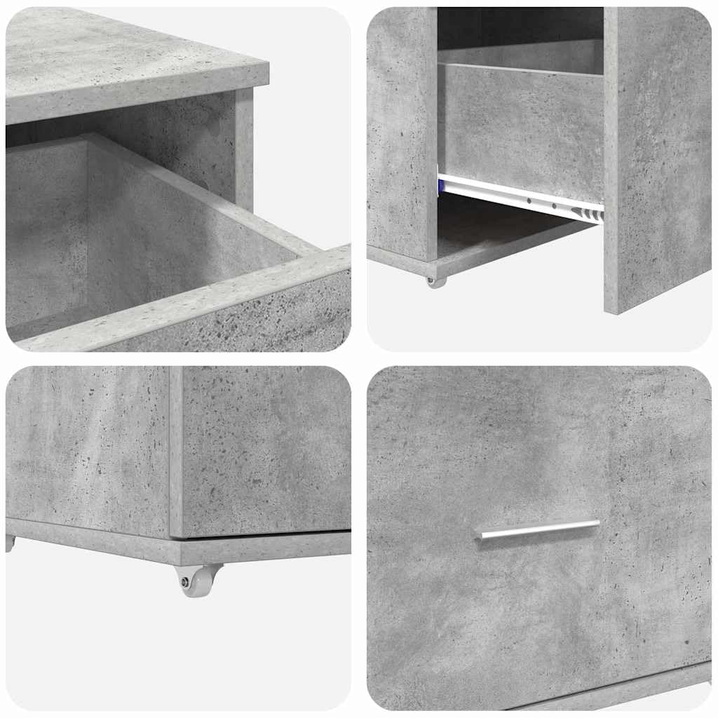 vidaXL Schubladenschrank Mit Rad Beton Grau 55 x 45 x 31 cm, Rechteckiger, moderner Schubladenschrank, viel Stauraum für das Zuhause, organisiert und funktional