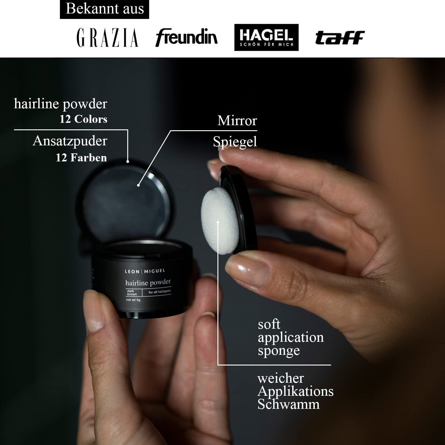 LEON MIGUEL Hair Line Powder, Unisex Hair Repair Make Up, Hair Shadow Make Up - Image 4