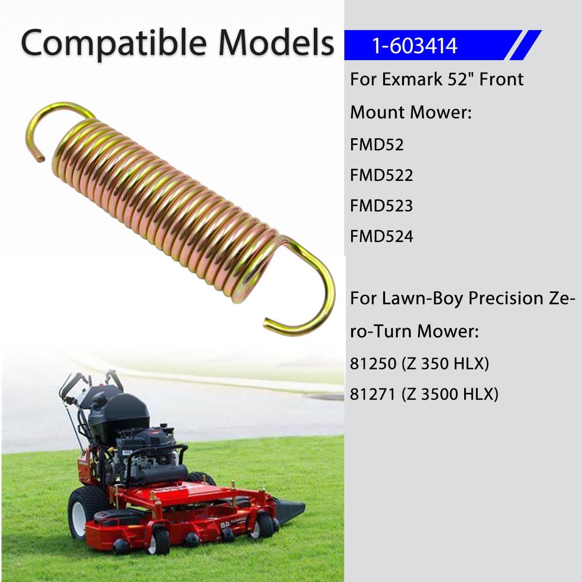 1-603414 Extension Spring Replacement for Toro, Exmark, Lawn-Boy Mowers - Compatible with FMD52, Z Master, TimeCutter Models (1990-2014) - 1 Pack