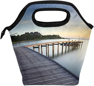 Lunch Tote Bag Borse refrigeranti Ocean Sea Boardwalk con cerniera per pic-nic
