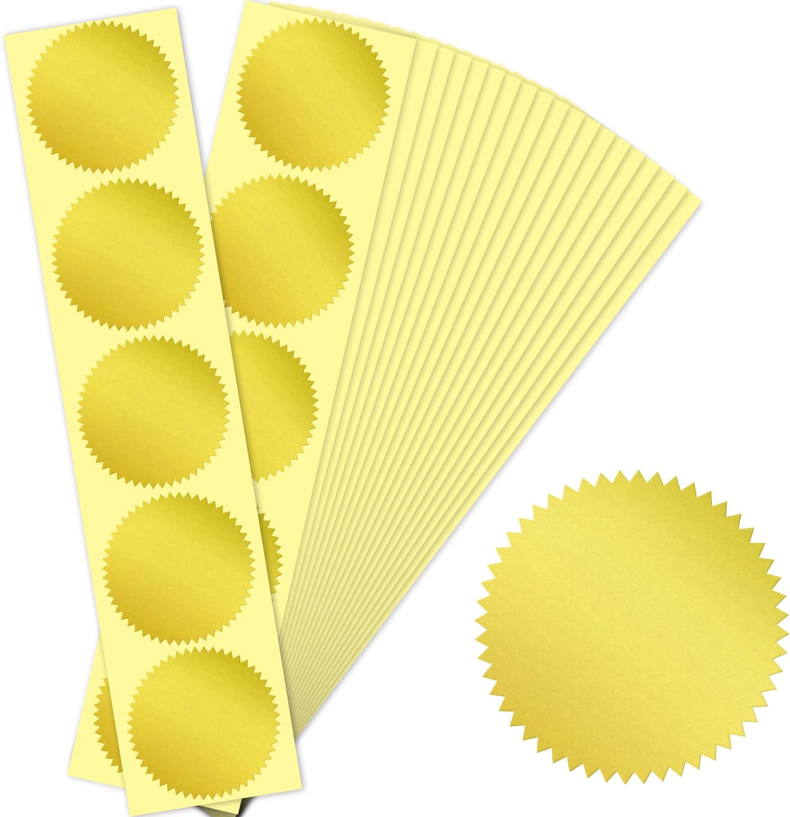 100pcs 1 3/4" Self-Adhesive Gold Embossed Foil Blank Certificate Sealing Stickers - Perfect for Invitations, Notary Seals, Corporate Seals, Personalized Monogram Emboss (Gold)