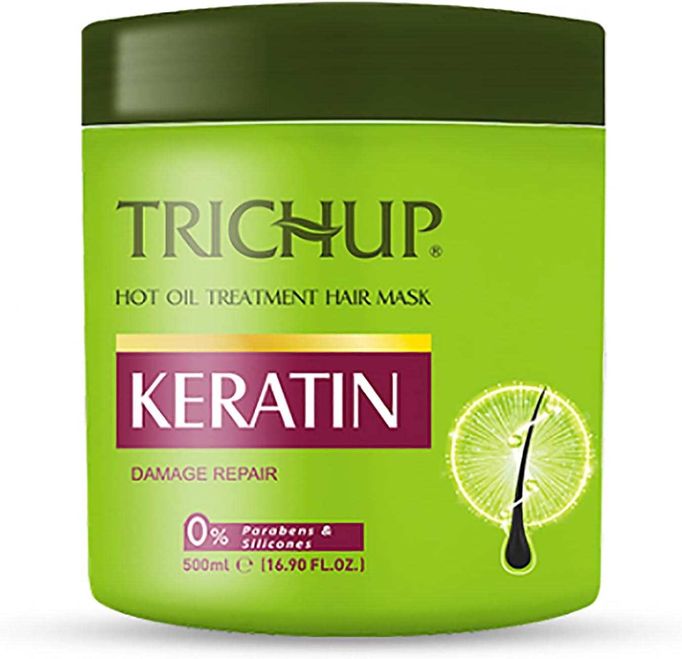 100% Natural Trichup Keratin Hot Oil Treatment Hair Mask Parabens & Silicones Free Nourishing Dry and Frizzy Hair, 500 ml
