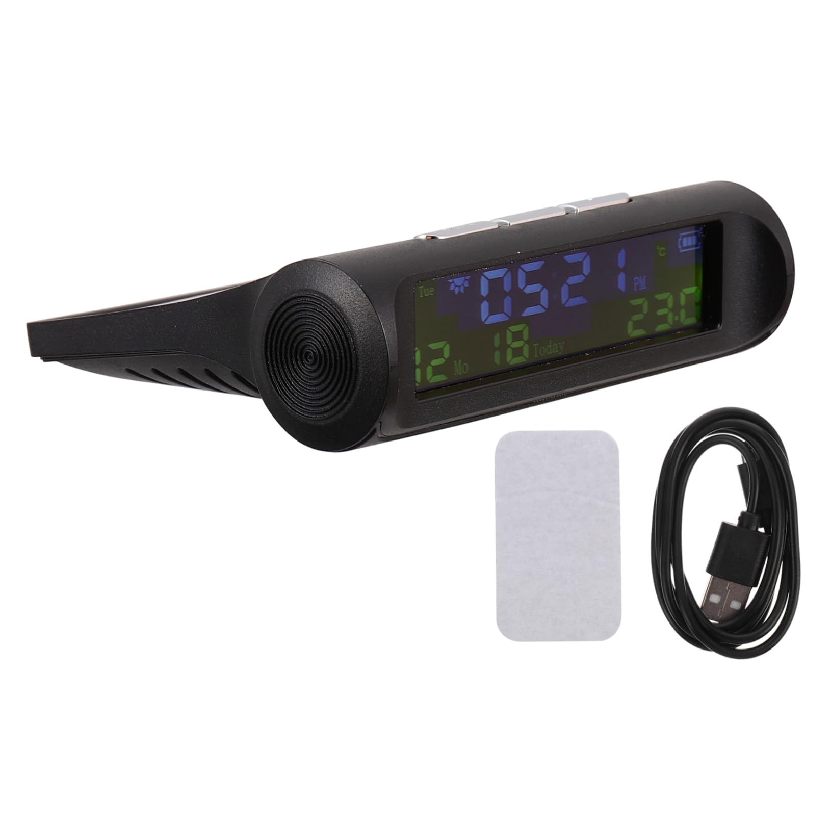 SOLUSTRE 3piezas Reloj Solar Digital Para Coche y Monitor De Presión De Neumáticos Pantalla Led Multifuncional Para Automóvil