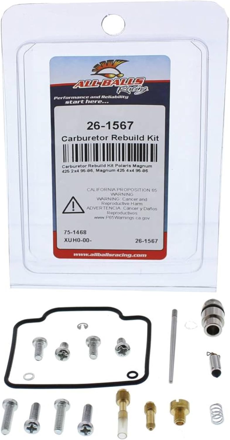 All Balls Racing 26-1567 Carburetor Kit, Complete Compatible with/Replacement For Polaris Magnum 425 2x4 1995-1996, Magnum 425 4x4 1995-1996