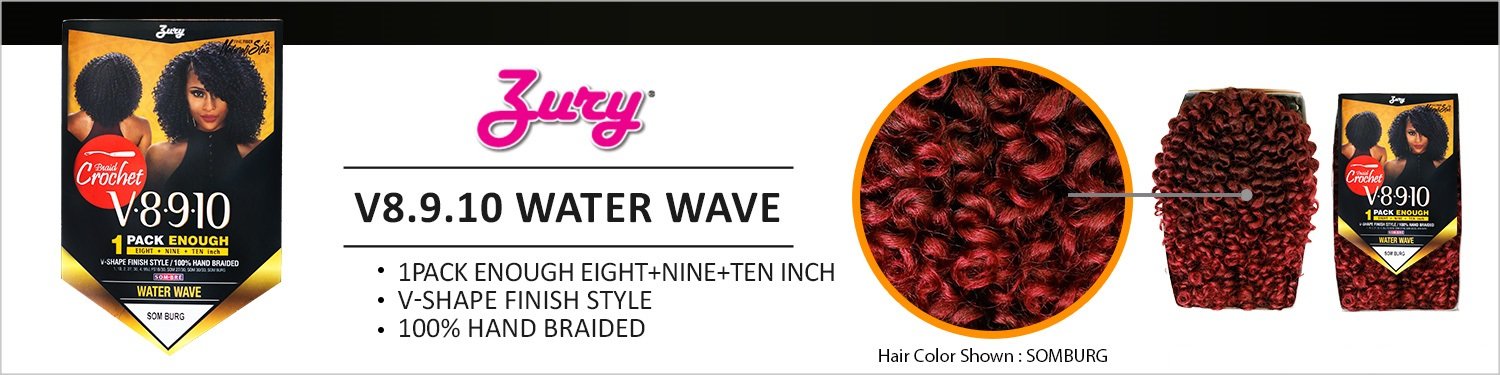 Royal Zury Synthetic Hair Crochet Braids V8.9.10 Water Wave 1Pack Enough (1B)
