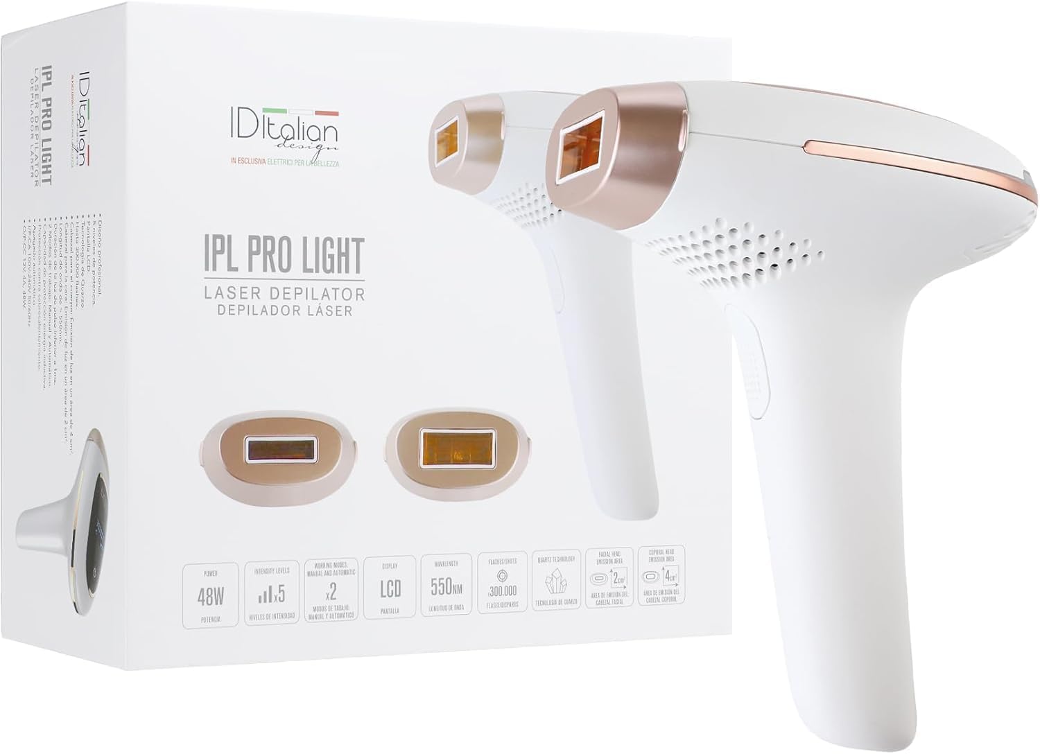 Postquam - Depilador Láser Infinium Pro - Eliminación Permanente Vello - Tecnología IPL - 300.000 Pulsaciones - 5 Niveles Intensidad - Seguro, Indoloro, Ergonómico - Cuerpo y Rostro - Área 3 cm²