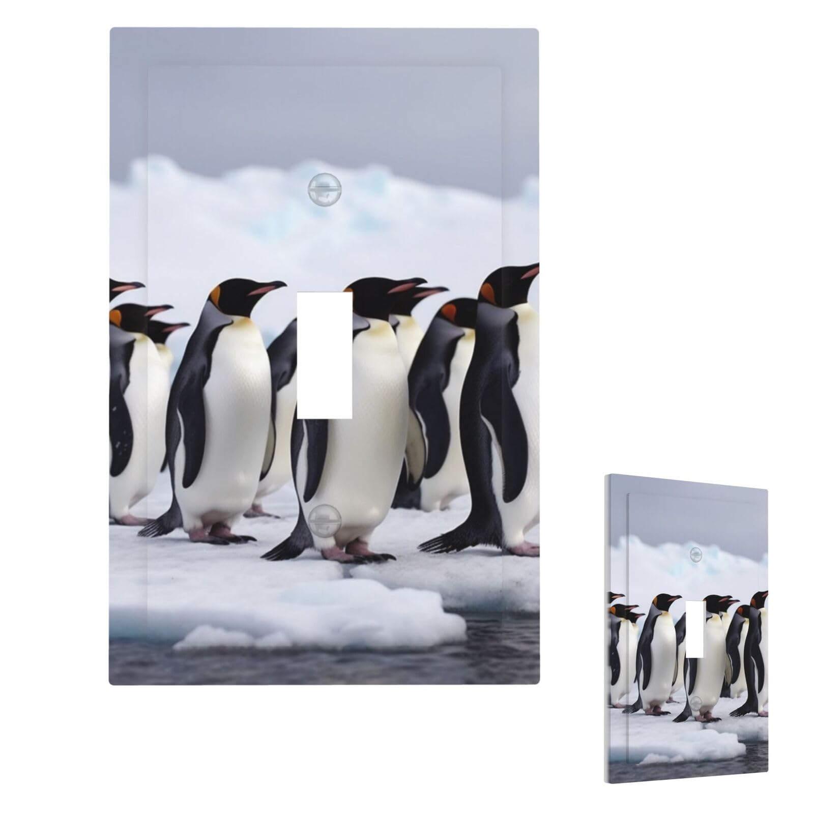 Antarctica Penguins Wall Plate Cover Modern Decorative 1 Gang Light Switch Cover Unbreakable Receptacle Outlet Covers For Living Room Bedroom Home Decor Single Toggle