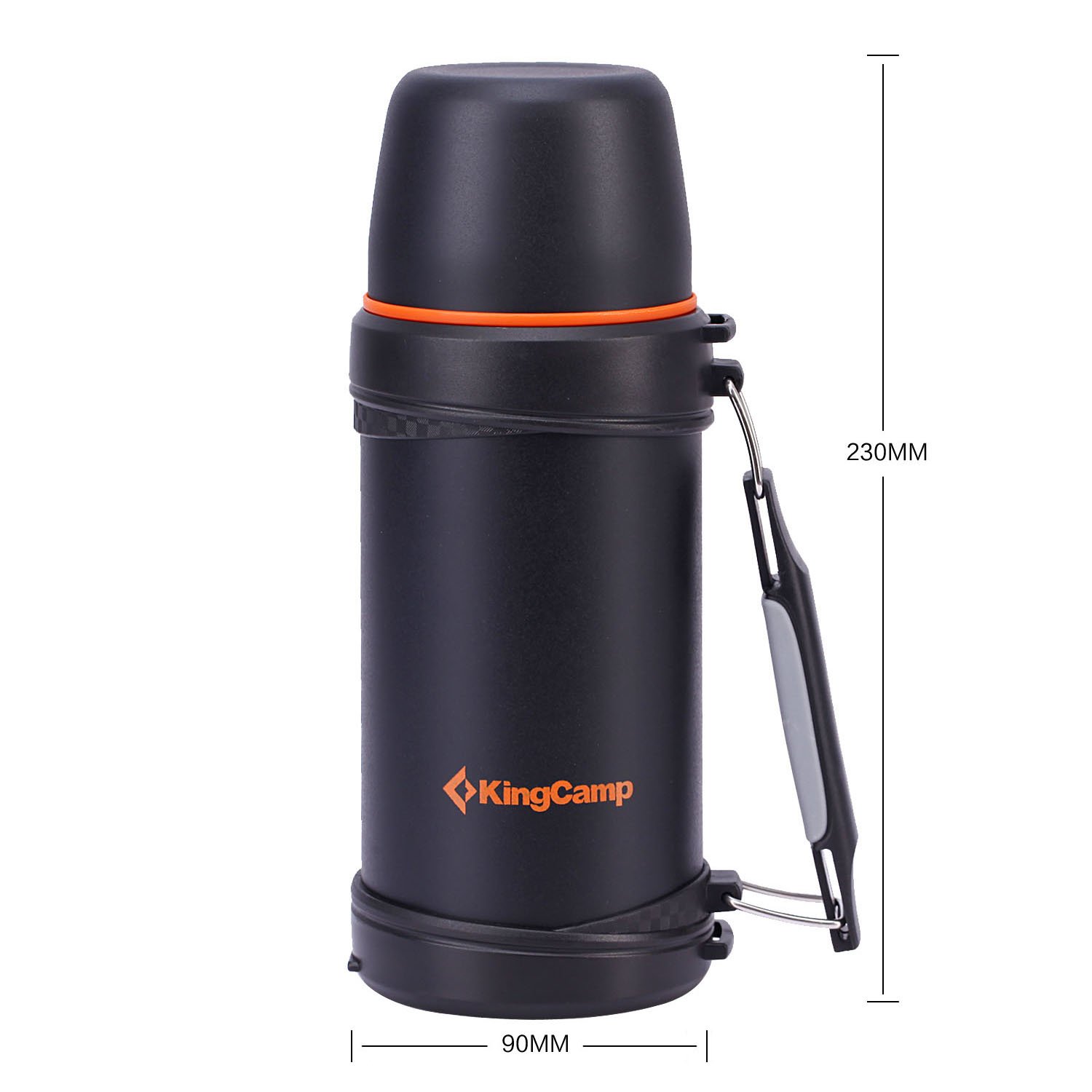 KingCamp Paslanmaz çelik vakum şişesi, saplı ve kapak kesici ile geniş açıklık, kapasite 750 ml