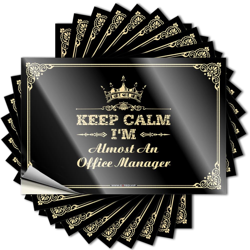Retro Tattoos, Funny Office Decor Decor Keep Calm I'm Almost an Office Manager | Funny Quote Skate Decals(6X9CM)